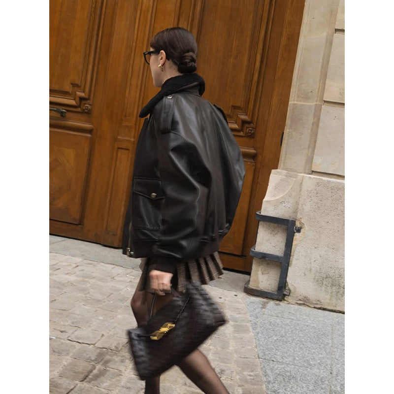 Damen jacke mit großem Kragen und lässigem Schnitt R&B