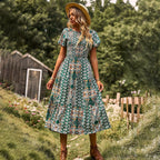 Damen Maxikleid mit floralem Muster und elastischem Tailleneinsatz R&B