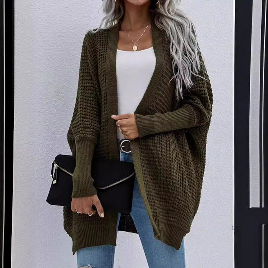Damen luftige Strickjacke mit offenes Design und feiner Maschenstruktur R&B