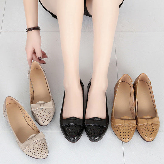 Damen Luftige Ballerinas mit elegantem Schleifen-Detail und atmungsaktiven Perforationen R&B