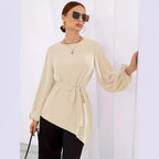 Damen Elegantes Wickelbluse mit langen Ärmeln