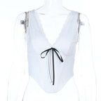 Damen elegantes Spitzen-Bustier-Oberteil mit Schleifendetail R&B
