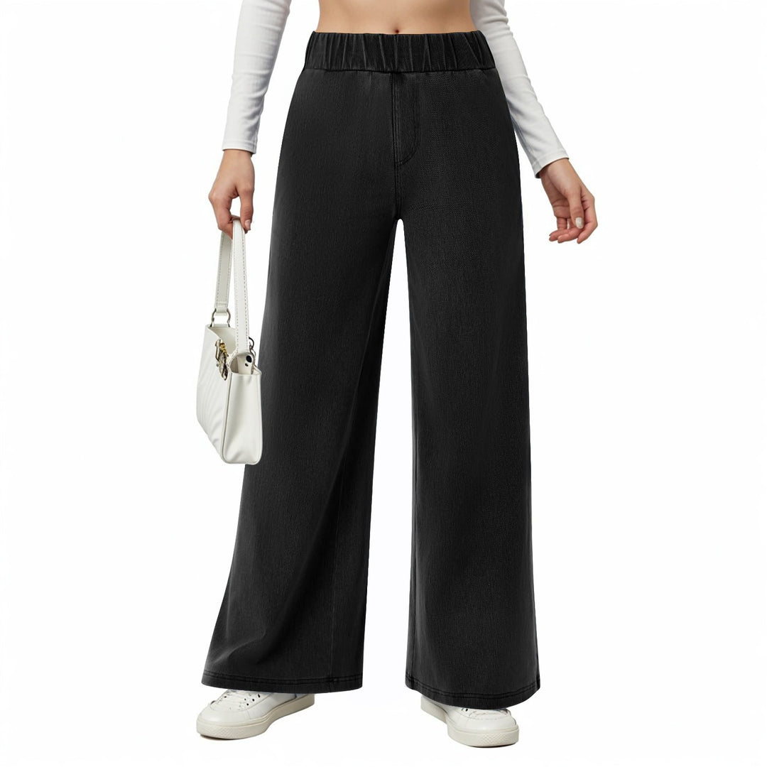 Damen weite Jeanshose mit Elastikbund und seitlichen Taschen R&B