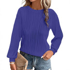 Damen plissierter Langarm-Pullover R&B