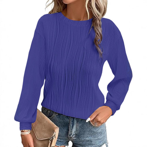 Damen plissierter Langarm-Pullover R&B