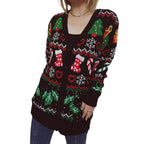 Damen Weihnachts-Strickjacke mit festlichem Motiv und praktischem Knopfverschluss R&B