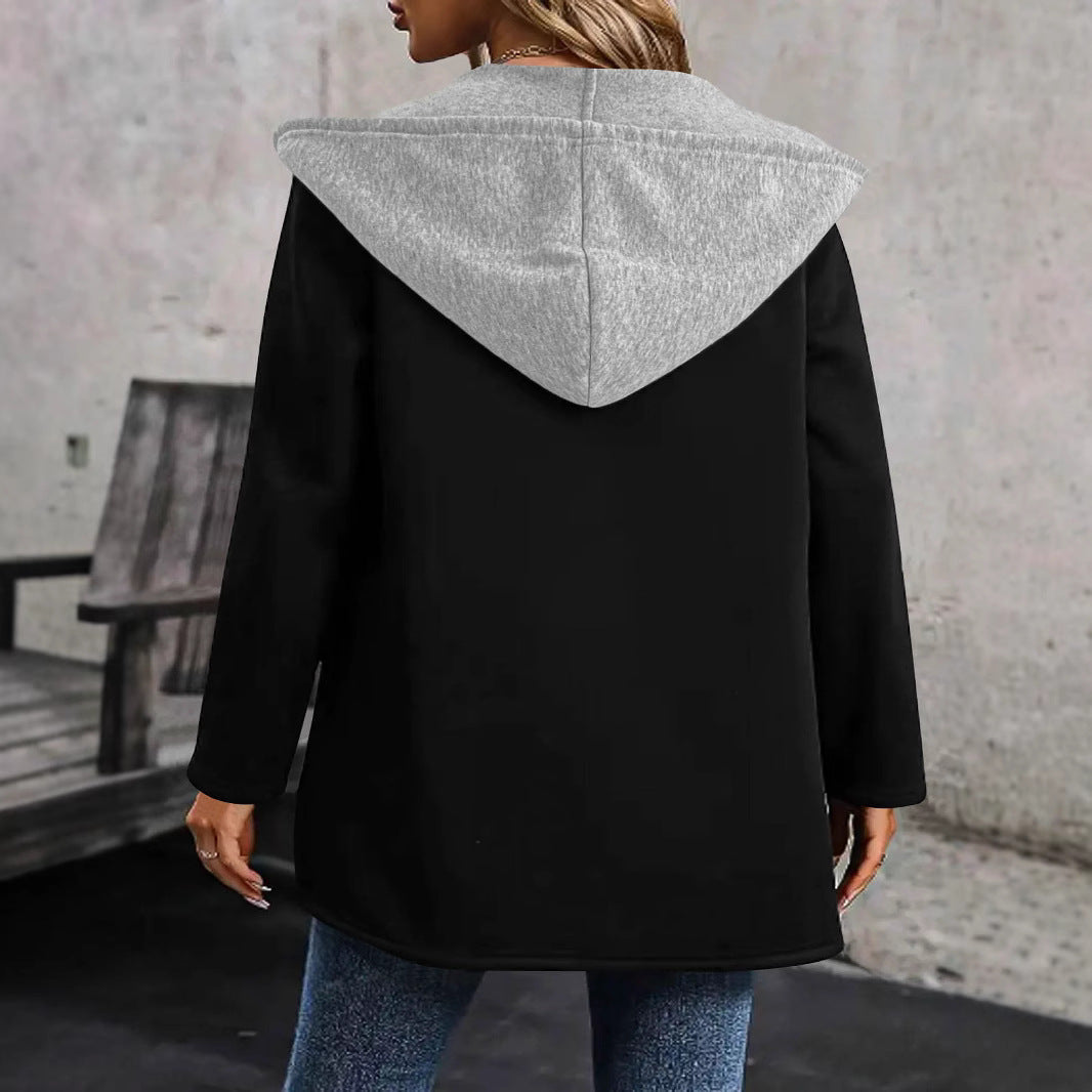 Damen lässige Kapuzenjacke mit seitlichen Taschen und modernem Schnitt R&B