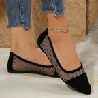 Damen Elegante Ballerinas mit transparentem Tüll und Punkten R&B