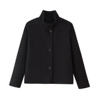 Damen Klassische Kurzjacke mit hohem Kragen und eleganten Knöpfen R&B