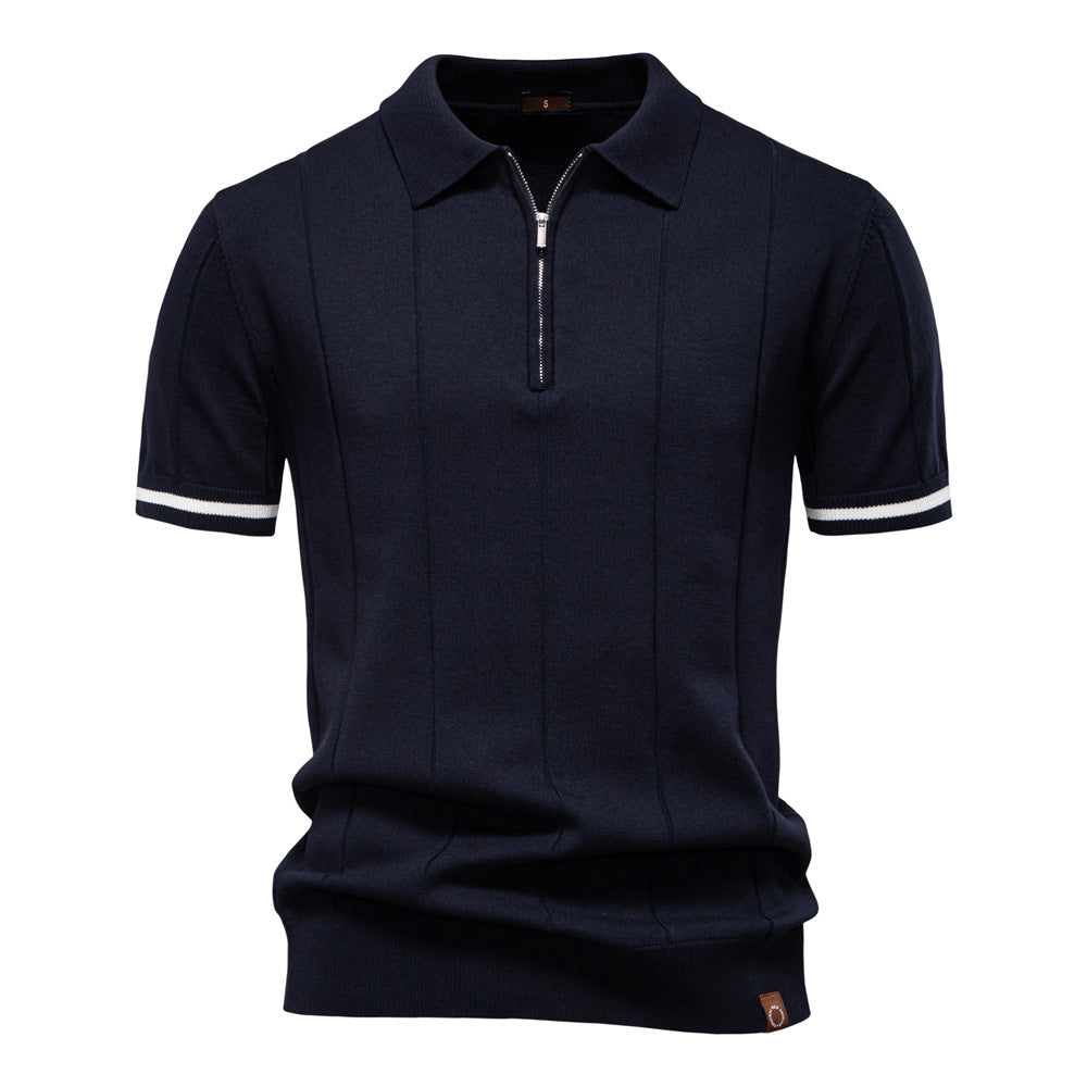 Herren Polohemd mit kurzer Knopfleiste und strukturiertem Design R&B