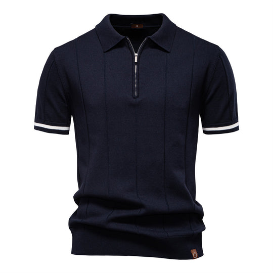 Herren Polohemd mit kurzer Knopfleiste und strukturiertem Design R&B
