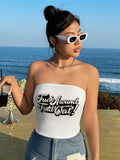 Damen Bandeau-Top mit auffälligem Statement-Aufdruck R&B