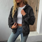 Damen Kuschelige Fleecejacke mit Kapuze R&B