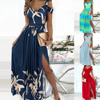 Damen Maxikleid mit Schulterträgern und elegantem Schlitz