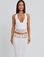 Damen luftiges Stricktop und Maxikleid Set