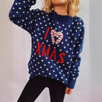 Damen Strickpullover mit festlichem Weihnachtsdesign und lockerer Passform R&B
