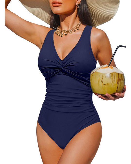 Damen Eleganter Einteiler Badeanzug mit modischem Twist R&B