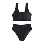 Damen Sport-Bikini mit hohem Bund und breiten Trägern