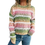 Damen kuscheliger Strickpullover mit fransigen Akzenten und attraktivem Farbverlauf R&B