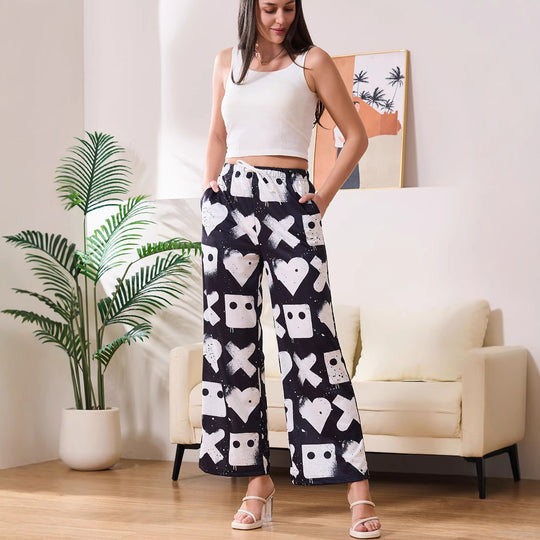 Damen Freizeithose mit kreativem Grafikdesign R&B