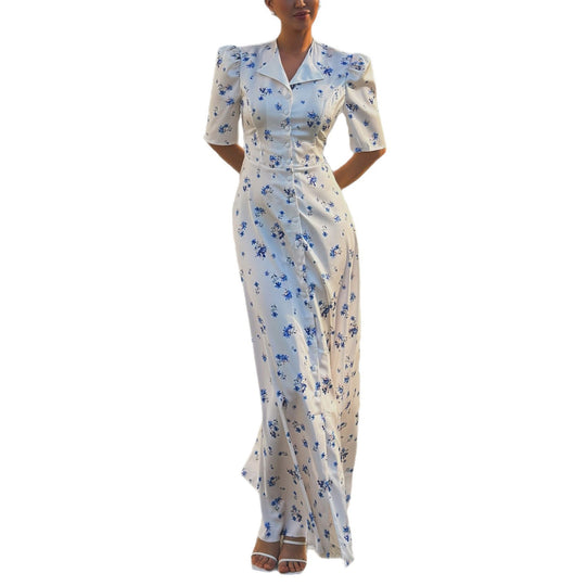 Damen Maxikleid mit puffärmeligem Schnitt R&B