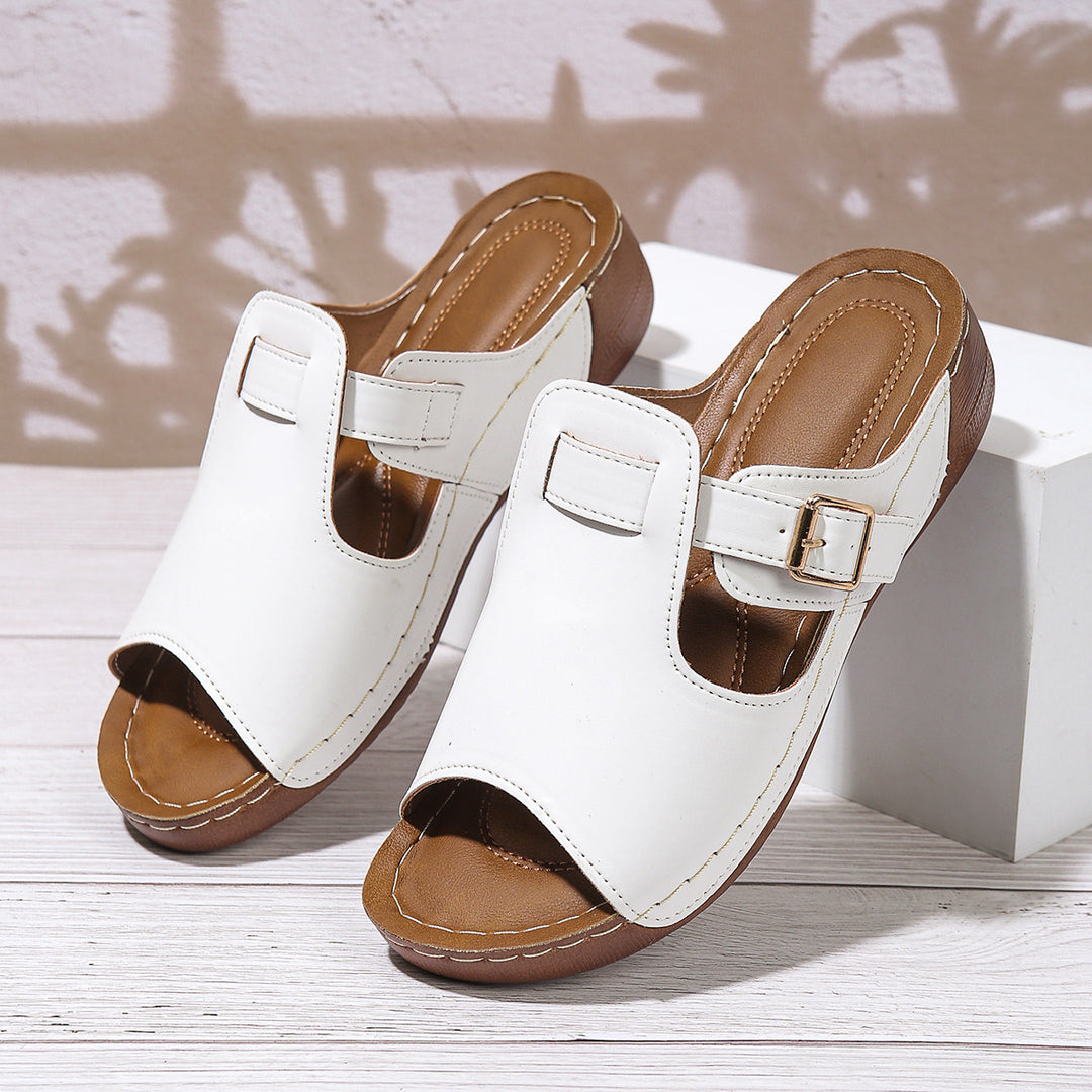Damen Offene Mules mit verstellbarem Riemen und anatomischem Fußbett R&B