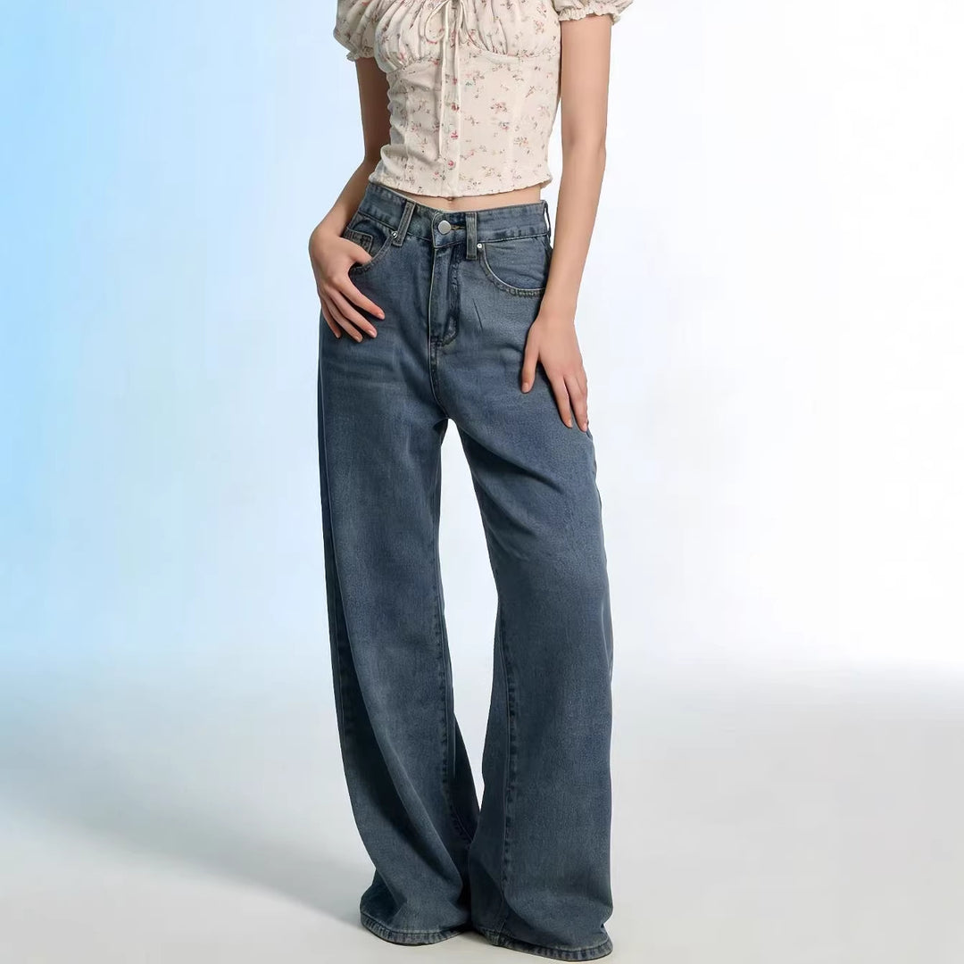 Damen Weite High-Waist Jeans mit besonderen Nahtdetails R&B