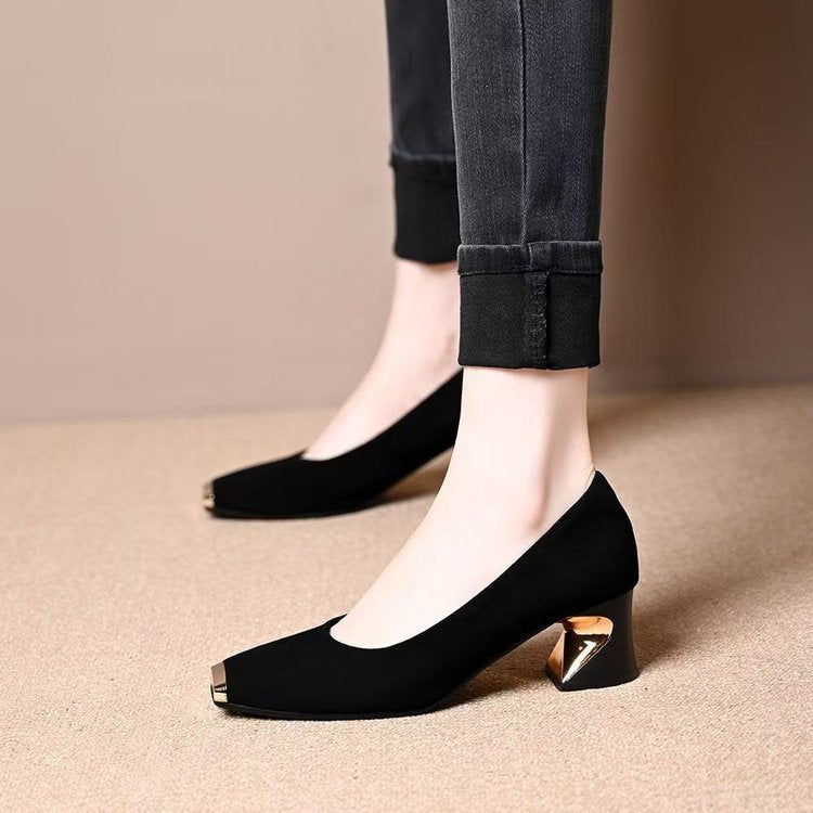 Damen elegante Pumps mit modischem Metall-Highlight und komfortablem Absatz R&B