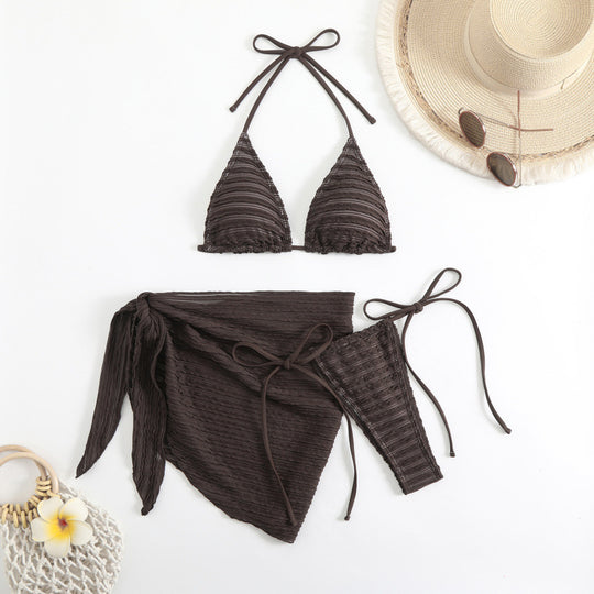 Damen Triangel-Bikini mit verstellbarem Wickelrock und stylischen Rüschendetails R&B