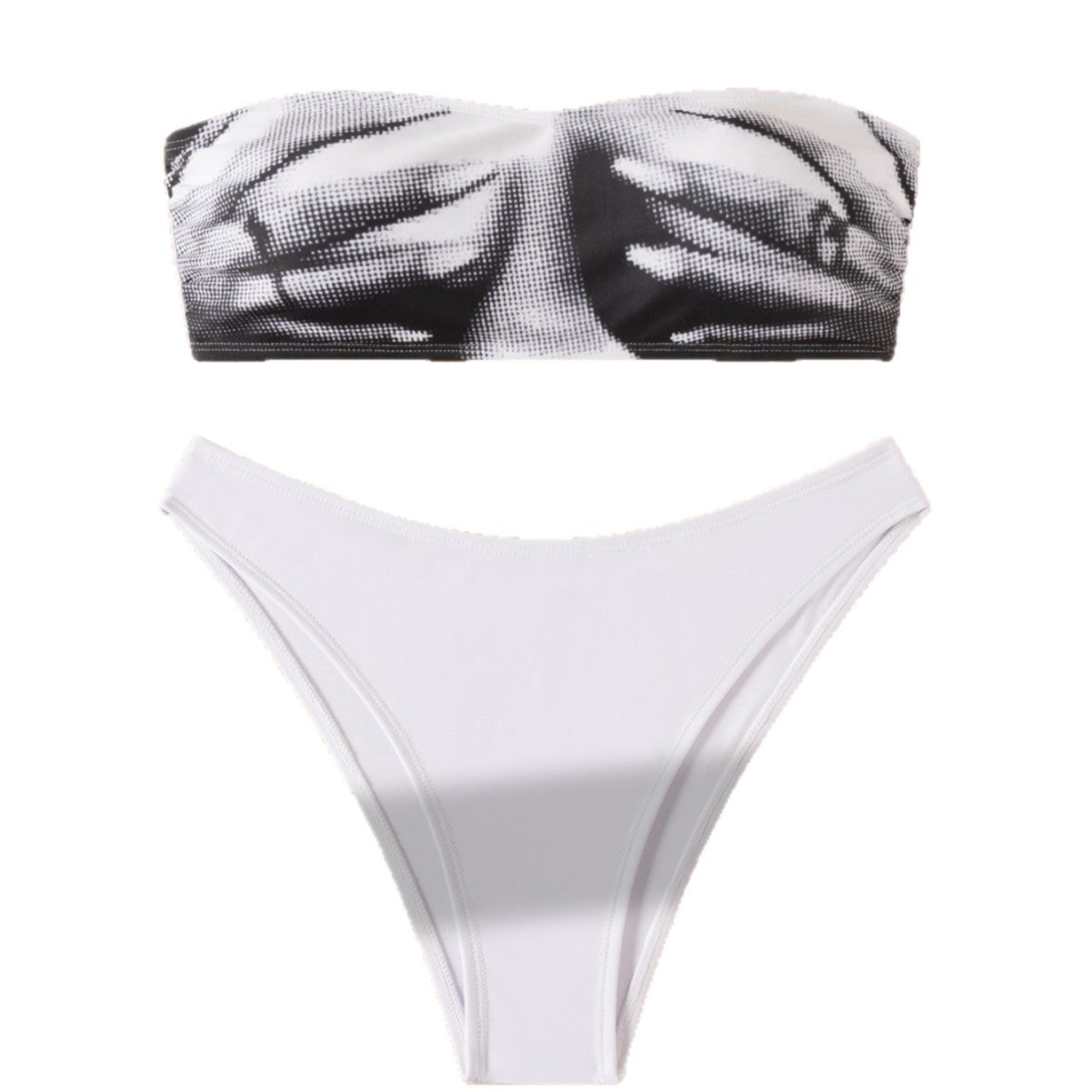 Damen Bandeau Bikini mit modischem Grafikdesign R&B