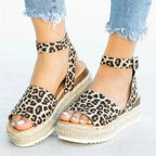 Damen Wedge-Sandaletten mit verstellbarem Riemen und luxuriösem Bastdesign R&B