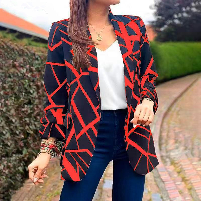 Damen Blazer mit modernem geometrischen Muster und lässiger Passform R&B
