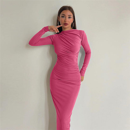 Damen Elegantes, figurbetontes Maxikleid mit innovativem Drapé R&B