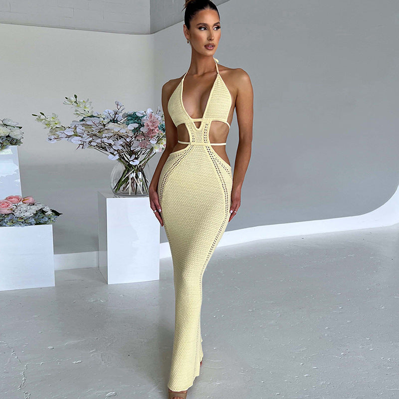 Damen Maxi-Strandkleid mit innovativem Cut-Out-Design R&B