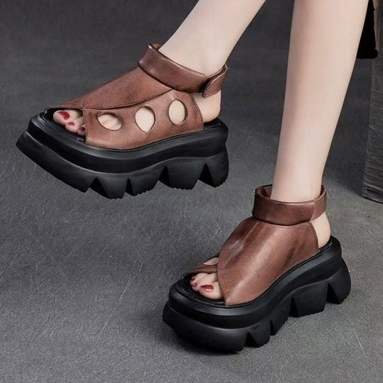 Damen Plateau-Sandalen mit modischem Cut-Out-Design und bequemer Sohle R&B