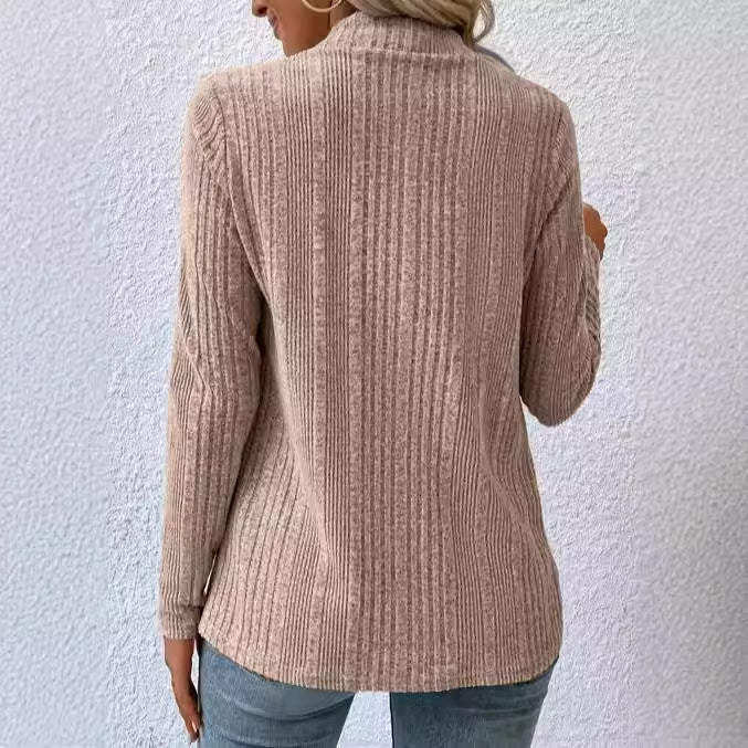 Damen lässige Strickjacke mit asymmetrischem Saum und offenem Design R&B