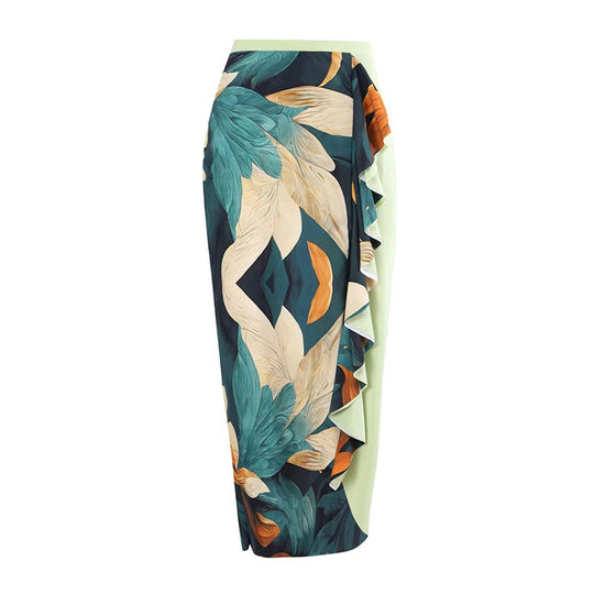 R&B | Damen Badeanzug-Set mit Elegantem Asymmetrischen Design und Verspieltem Rockdetail