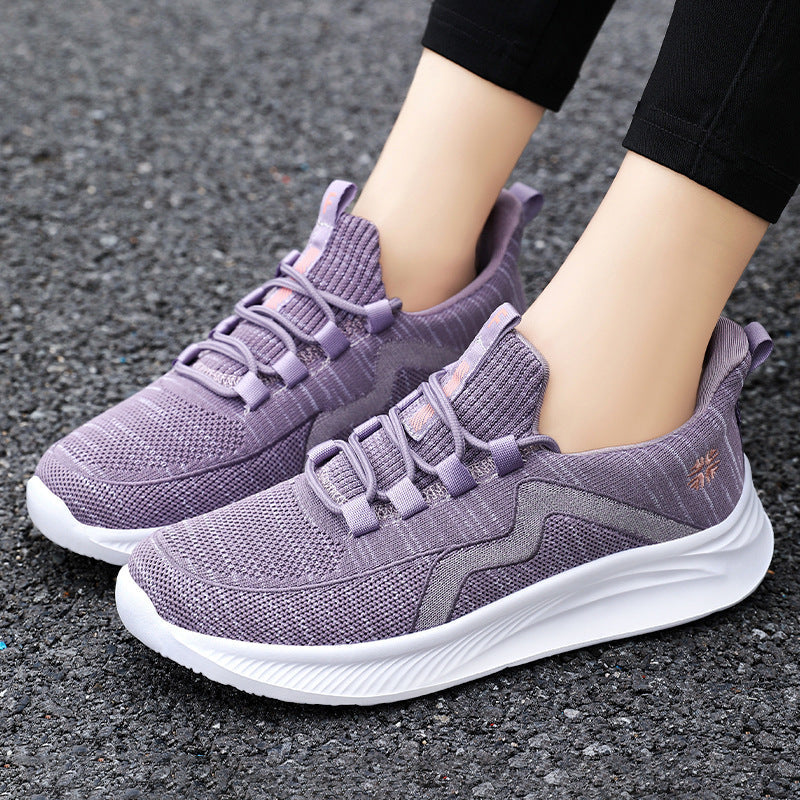 Damen nan gestrickte Slip-On-Sneaker mit elastischer Schnürung, gepolsterter Innenfütterung und dämpfender Profilsohle R&B