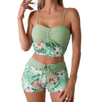 Damen Bikini-Set mit Raffung und edlem Blumendruck R&B