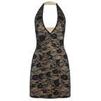 Damen Spitzennachtkleid mit tiefem V-Ausschnitt und floralen Akzenten R&B