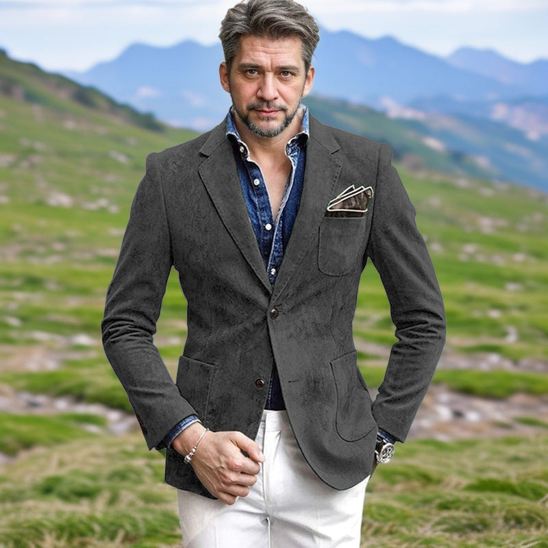 Herren Samt-Blazer mit eleganter Schnittführung R&B