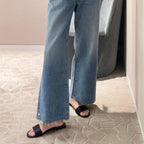 Damen modische Slipper mit breitem Riemen und komfortabler Innensohle R&B