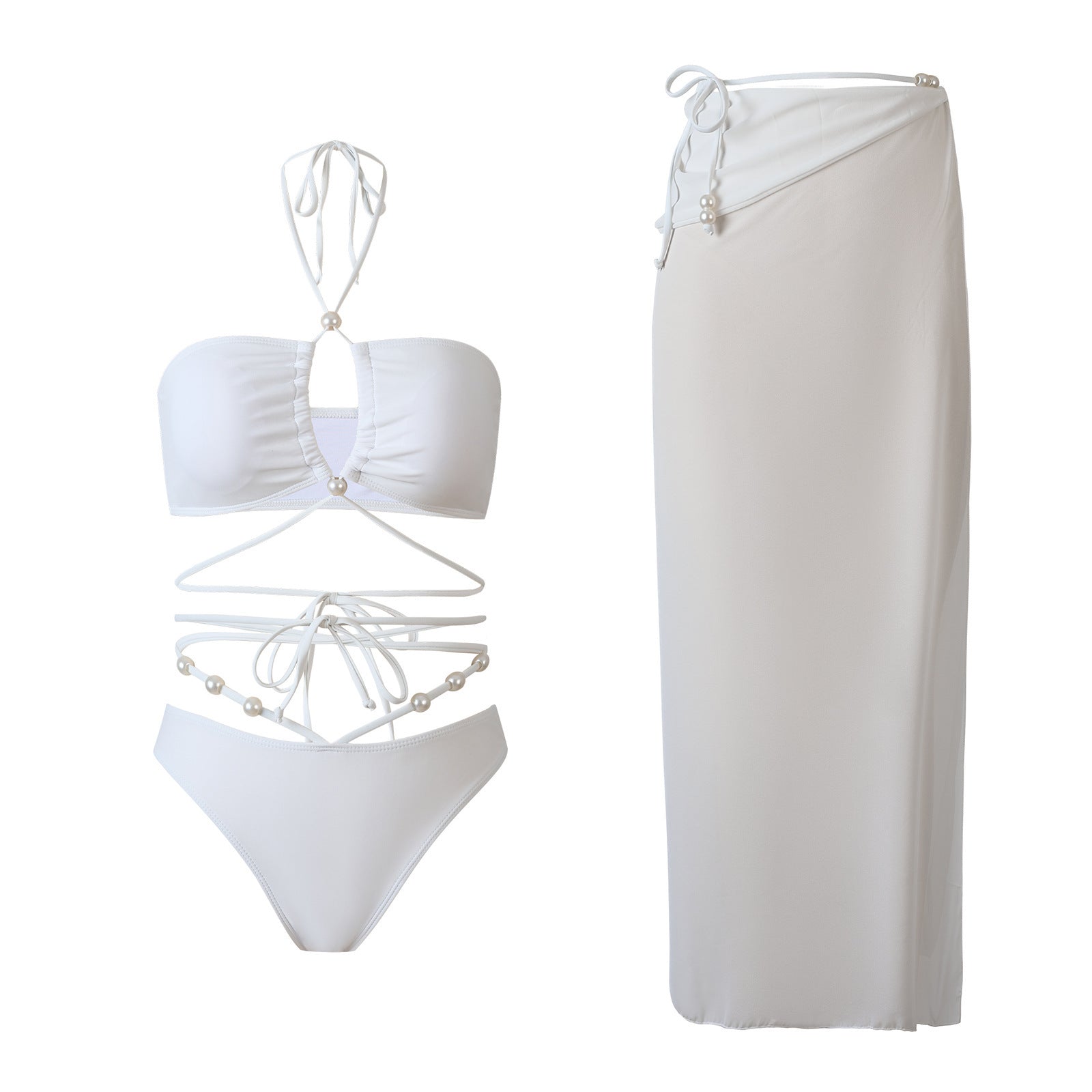 Damen Bikini-Set mit raffinierten Linien und eleganten Perlendetails R&B