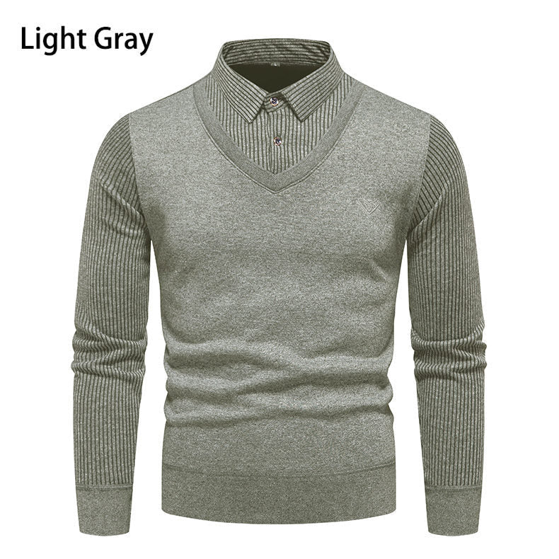 Herren Strickpullover mit V-Ausschnitt und modernem Rippenmuster