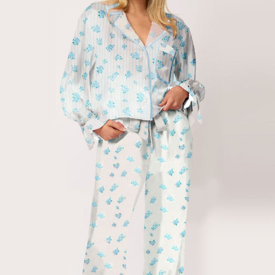 Damen Schlafanzug-Set mit floralem Muster und elegantem Schnitt R&B