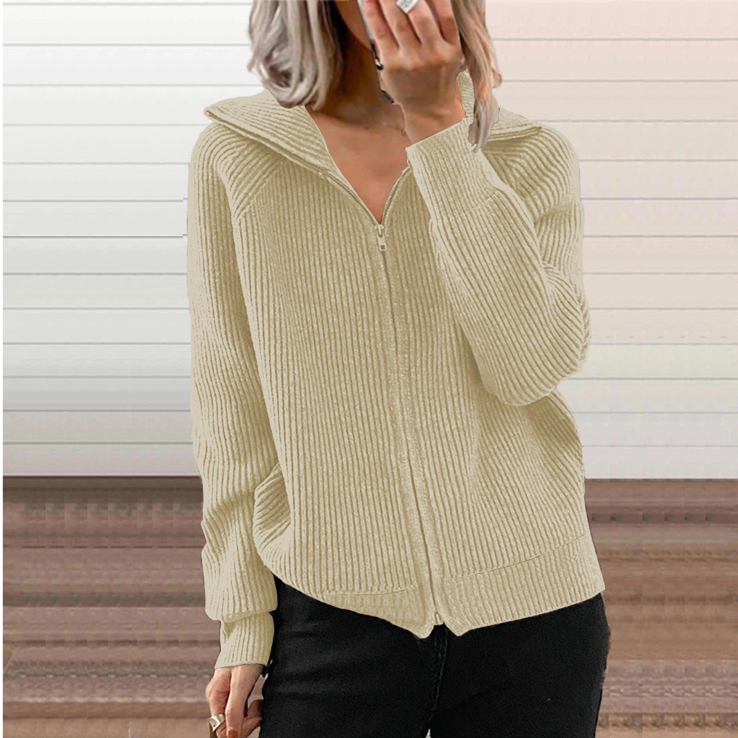 Damen Strickjacke mit Reißverschluss und Hoodie R&B