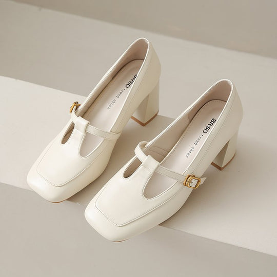 Damen elegante Mary Jane Pumps mit modischem Blockabsatz und verstellbarem Riemchen R&B