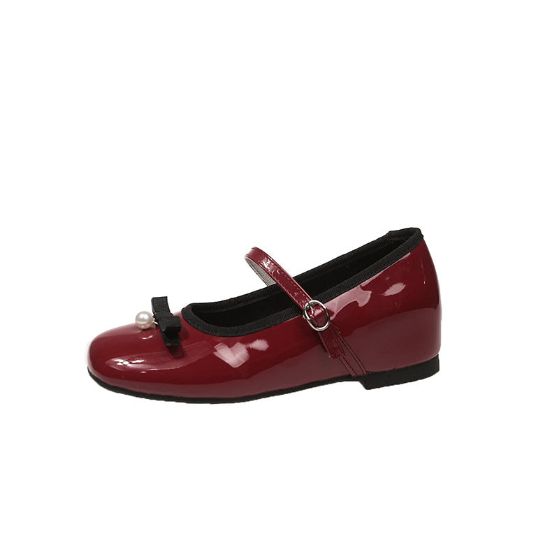 Damen Ballerinas mit modischer Schleife und perlenverziertem Riemen R&B