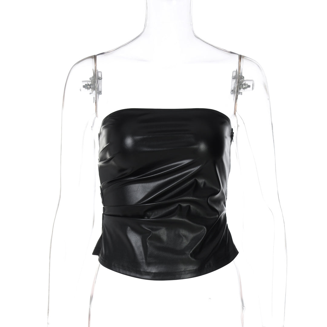 Damen ärmelloses Satin-Top mit elegantem Raffungselement R&B