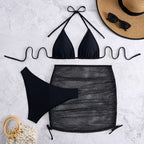 Damen Bikini-Set mit geflochtenem Rock und vielseitigem Triangel-Design R&B